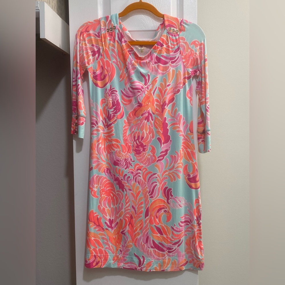 Lilly Pulitzer Pink & Orange 3/4 Sleeve Dress